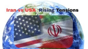 Iran vs United States political conflict illustration